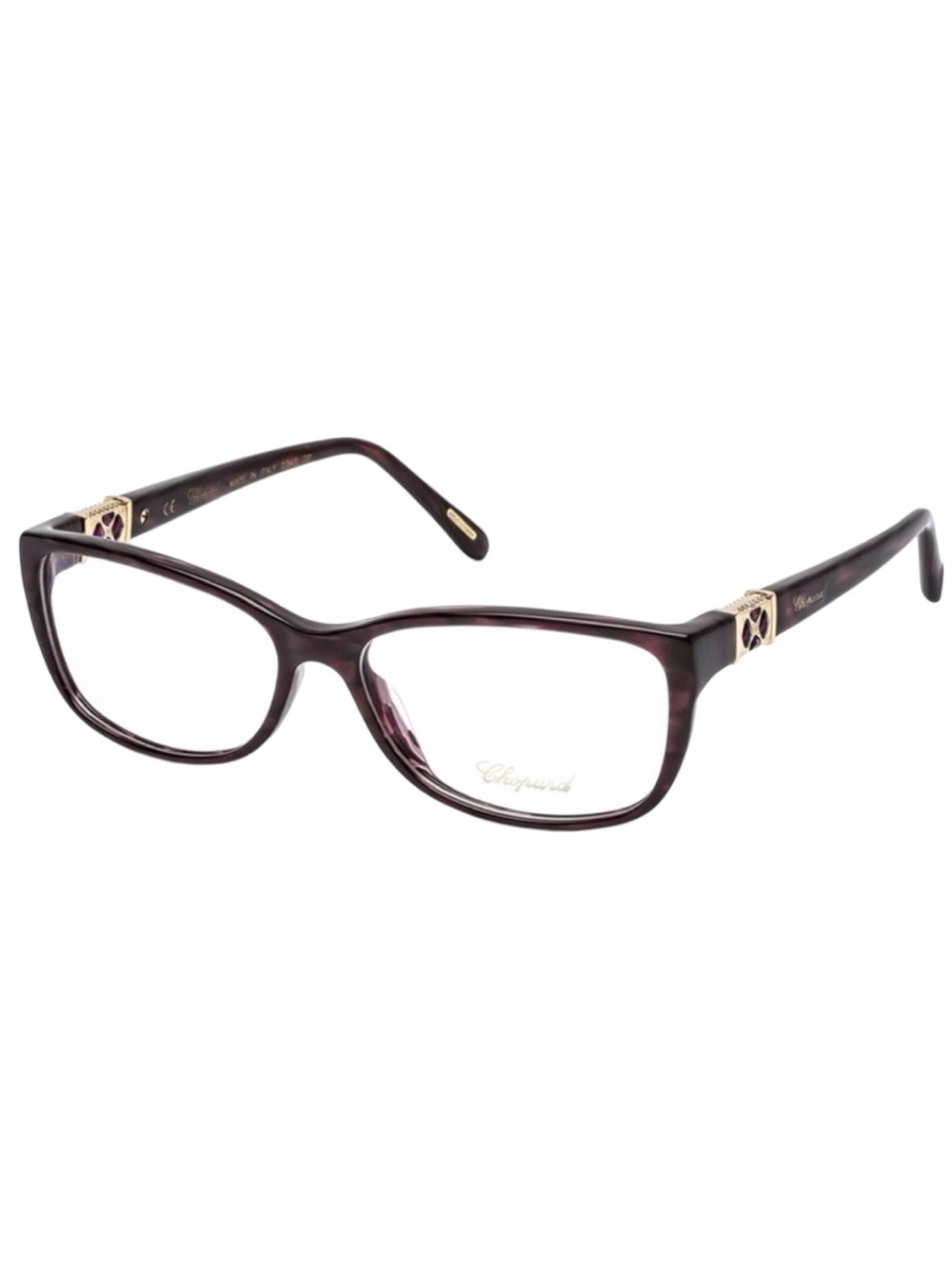 NEW Chopard Rectangular Black Frame & Case Purple Stones Brand New NWT